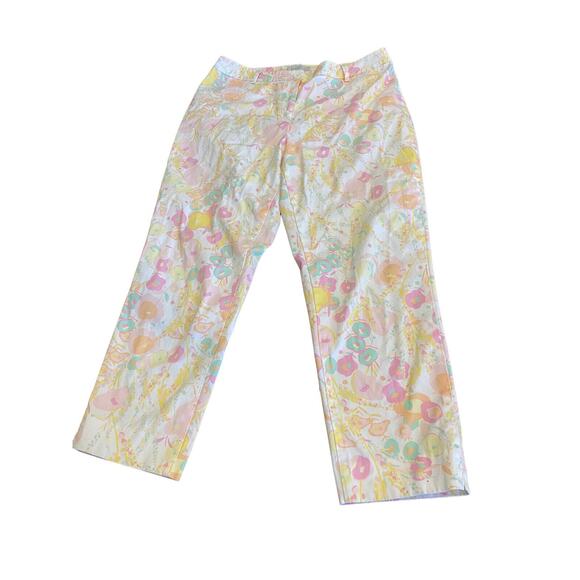 Talbots Pants - Talbots Pants Crop Ankle‎ Capris Large Pastel Art Watercolor Floral 10 32